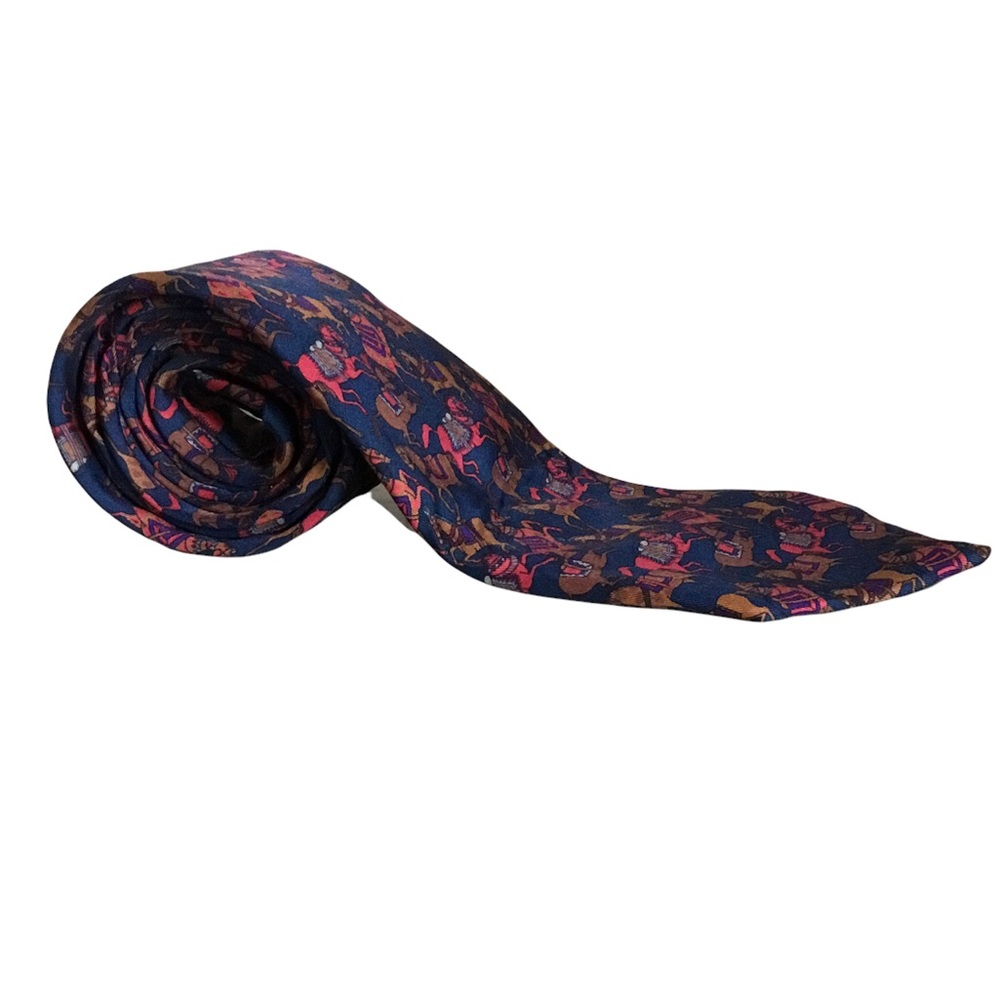 Salvatore Ferragamo Horse Patterned Equestrian Silk Tie - Picture 3 of 12